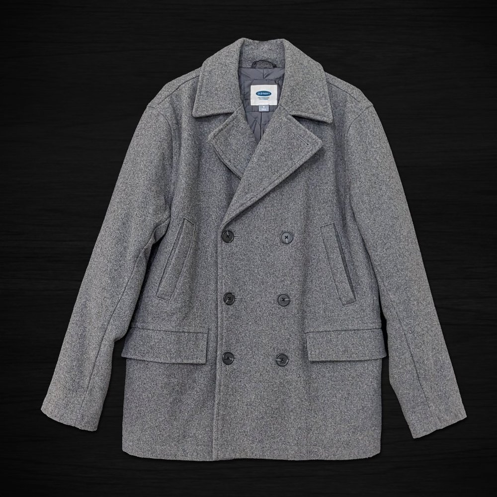 Old Navy Men's Wool Pea Coat - Heather Grey - Medium